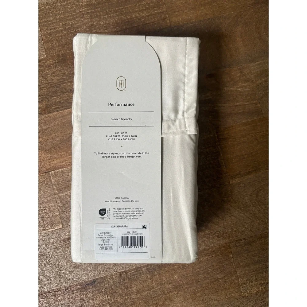 NWT • Threshold Performance Flat Size FULL Sheet • 100% Cotton • Sour Cream‎